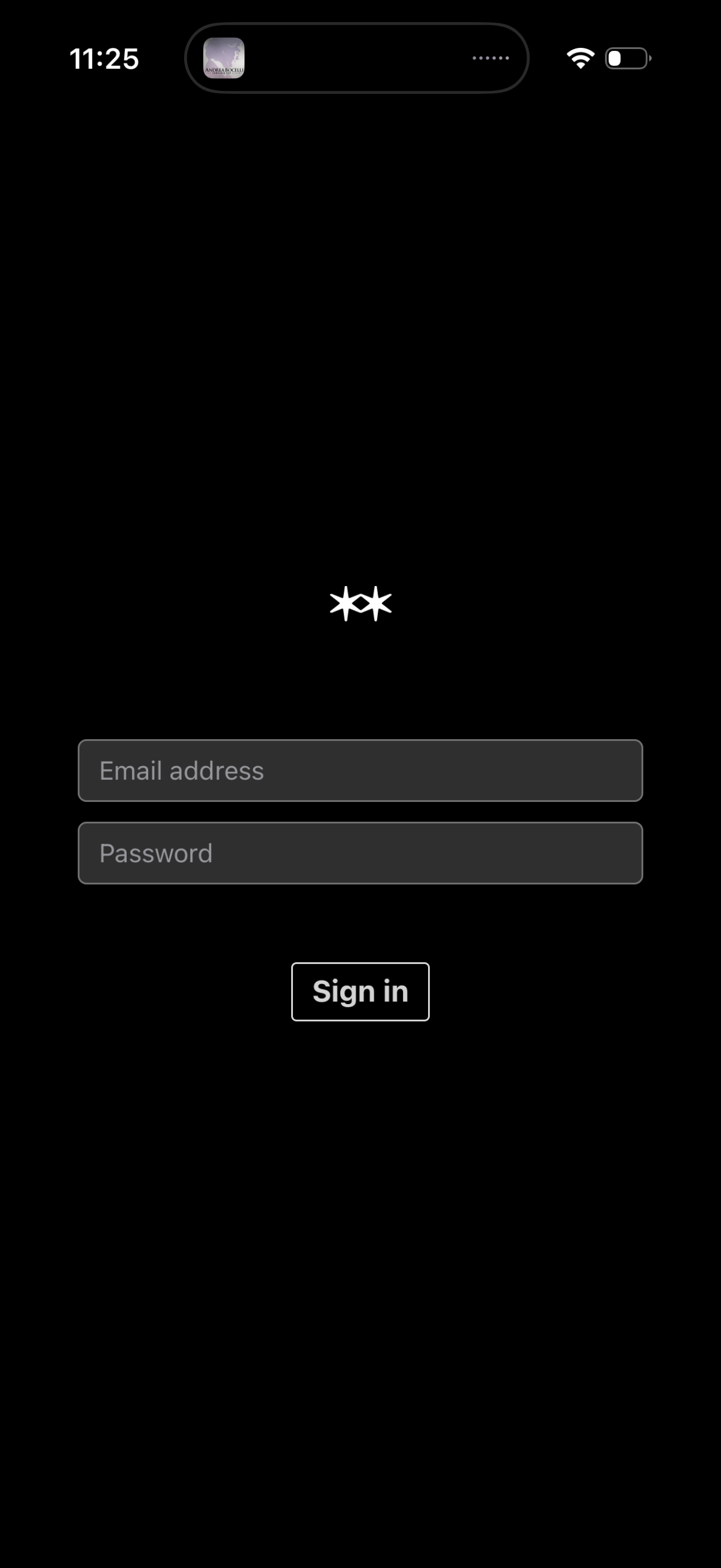 andante login screenshot